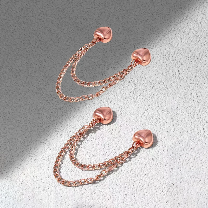 2개 체인 금속 버튼 클립 옷 스카프 바지 다리 커프스 고정 자석 핀 ﻿