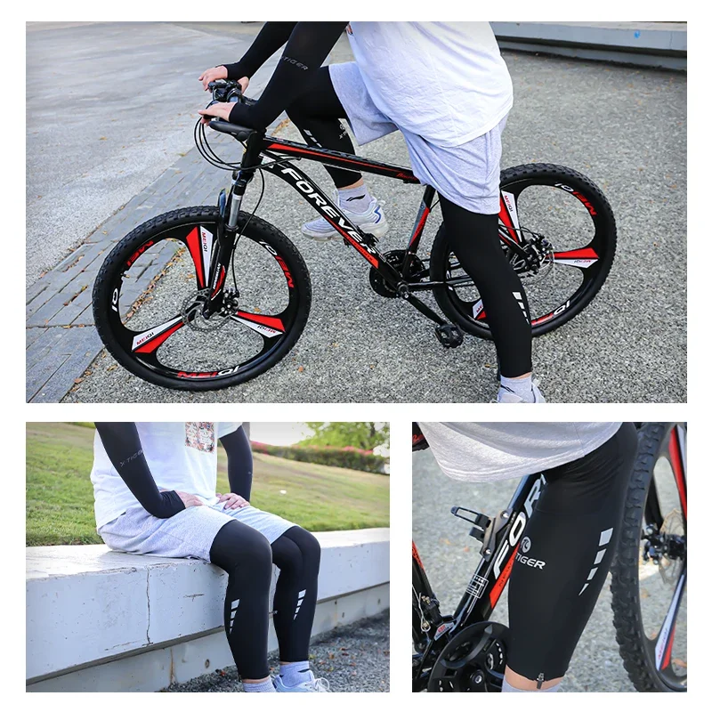 Manga de pierna X-TIGER para bicicleta, manga de brazo deportiva, mangas Anti-UV para sol, tejido de hielo, calentadores de brazo para correr,