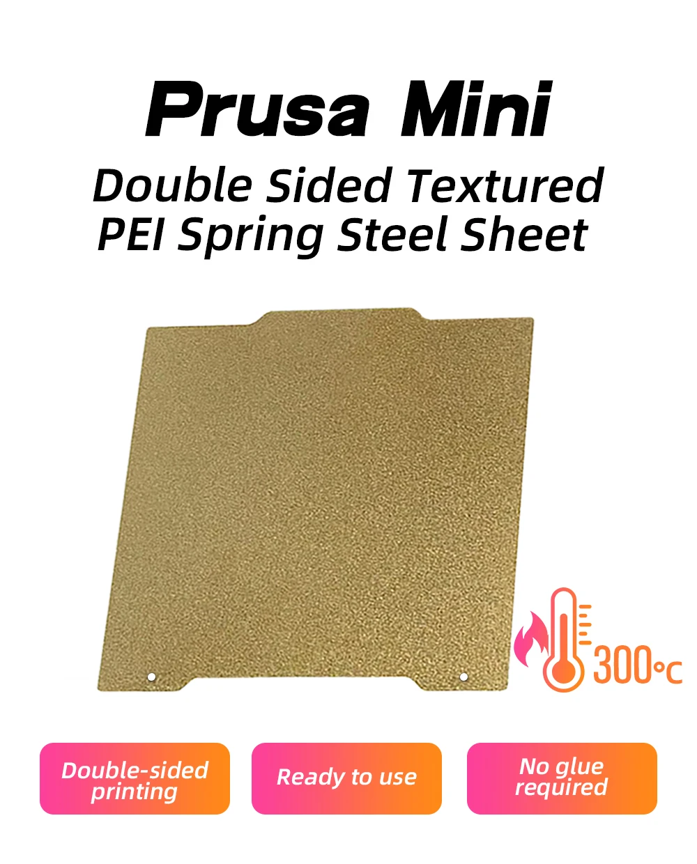 Trianglelab ® 190X188(200mm) Prusa MINI Gold Doppelseitige Strukturierte PEI Federstahl-Platte Pulverbeschichtete PEI-Bauplatte – Detail 1