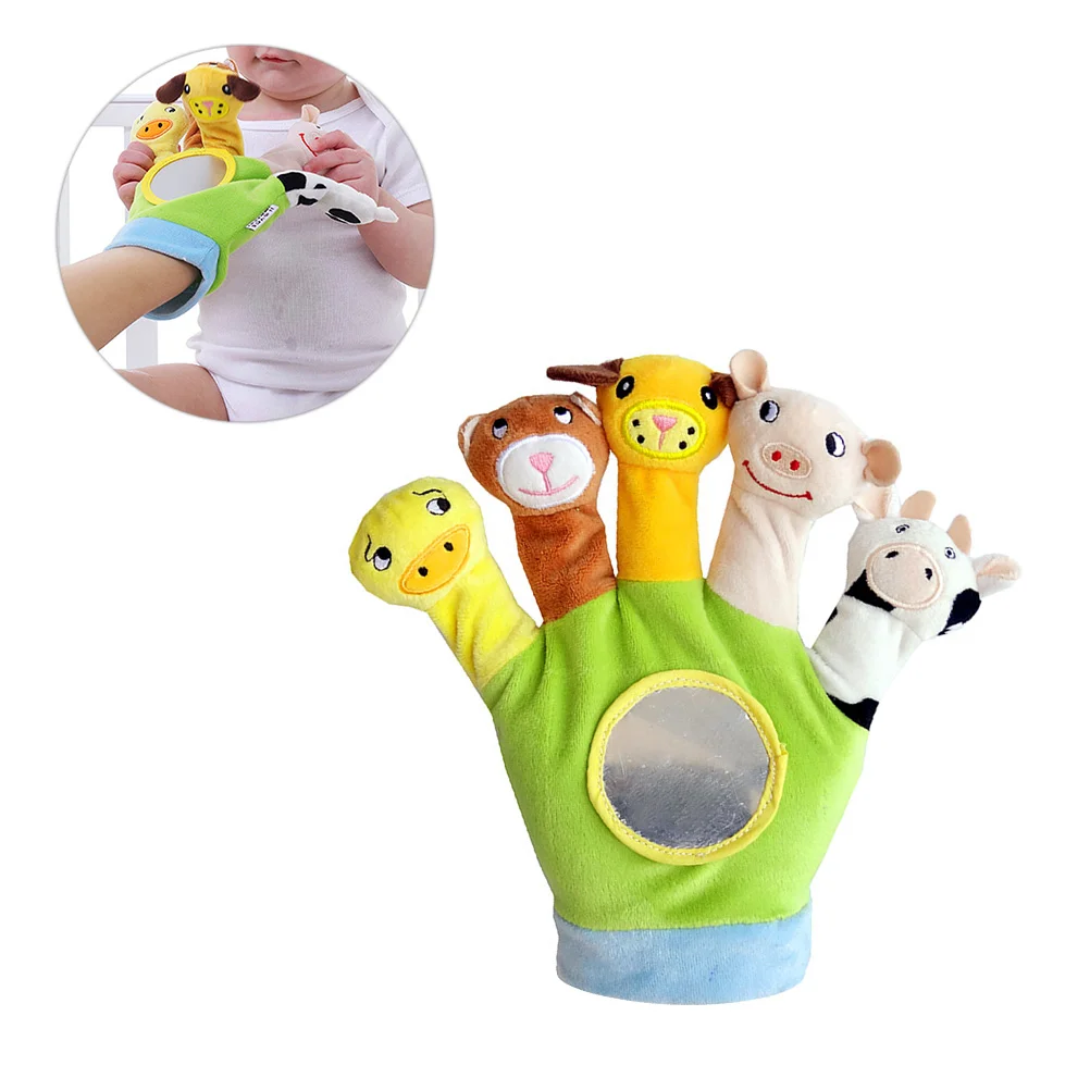 Cartoon Child Stuffed Toy Five Finger Puppets for Toddlers 1-3 Animal Figurine