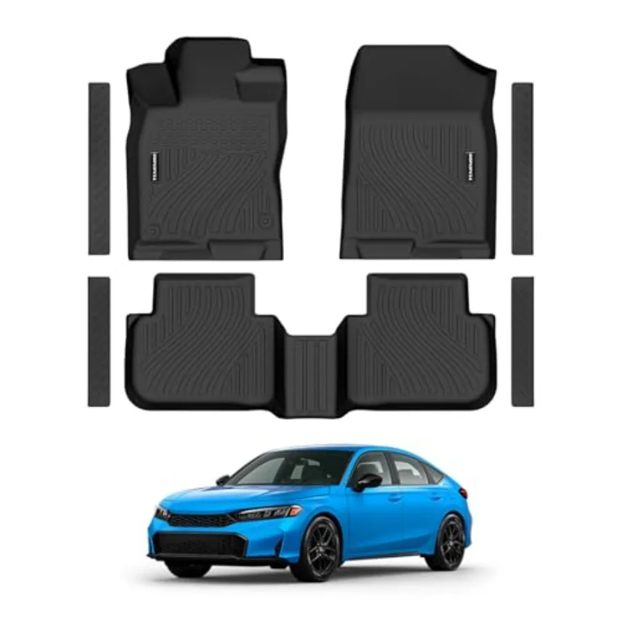 

Floor Mats for Honda Civic 2022-2026 Gas Sedan 2026 Sedan Hatchback Si Hybrid TPE Floor Liners Fit for 1st 2nd Row with Door Si