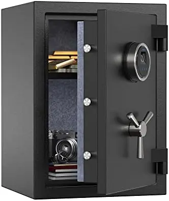 Deluxe Biometric Fireproof Safe Box,Digital Fingerprint Fireproof Waterproof Safe with Touch Screen,Removable Shelf and 3 Spok
