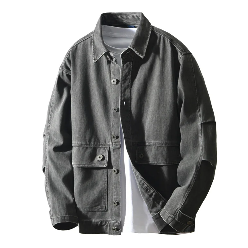 

Japanese Style Long Sleeve Cargo Shirt Men Casual Outdoor Shirts New Pure Cotton Button Up Shirt Loose Jacket Men High Quality