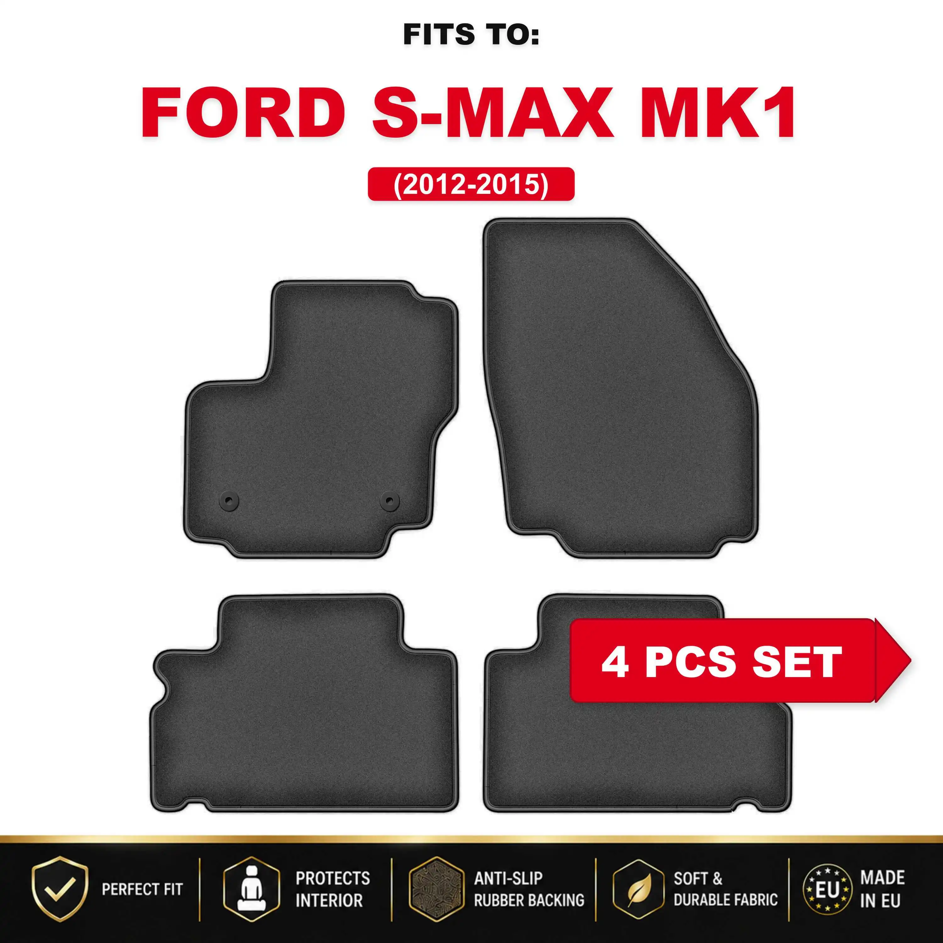 PREMIUM velours autovloermatten voor: Ford Galaxy MK2 2012–2015, op maat gemaakte automatten, set