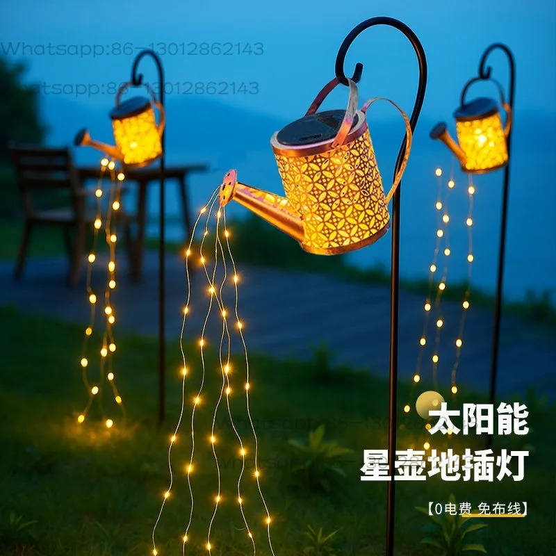 Solar Powered Watering Can Lamp, Multicolor LED Waterfall Fairy String Light, Outdoor Yard Homestay Garden Landscape Decoration