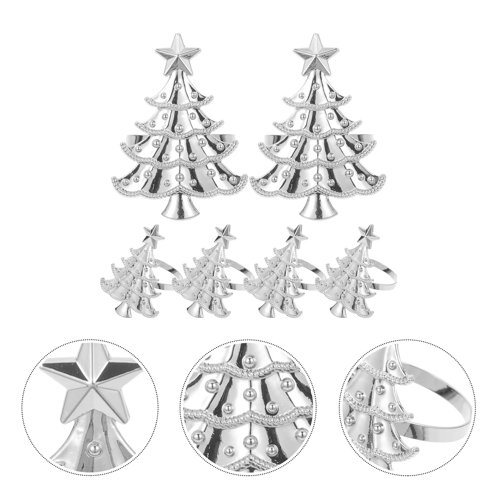 

6Pcs Metal Xmas Tree Napkin Rings Sturdy Decorative Napkin Buckles Christmas Table Table Decors Xmas Party Decors