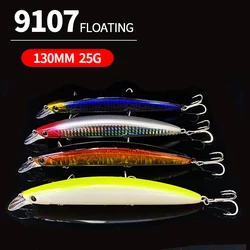 Flutuante Minnow Lure, Long Casting Wobbler, Isca dura artificial Swimbait plástico, Truta de água salgada, Acessórios de pesca 130mm, 23g