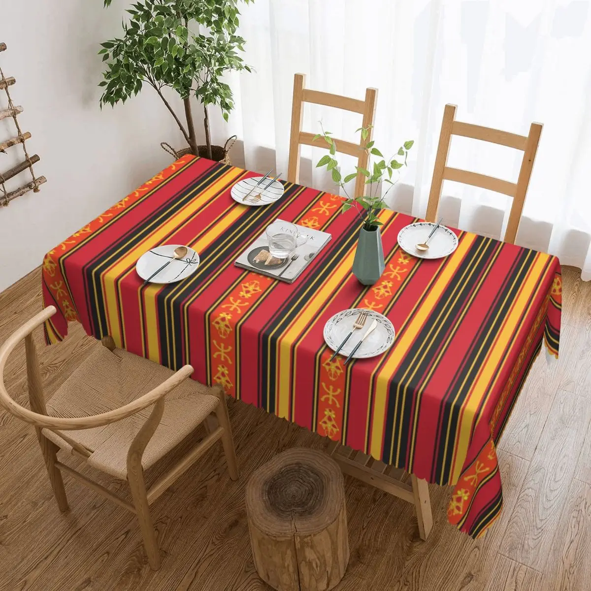 Custom Rectangular Oilproof Z Imazighen Kabyle Jewelry Table Cover Amazigh Berber Ethnic Table Cloth Tablecloth for Picnic