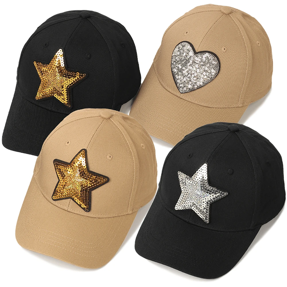 Fashion Baseball Cap Sequin Pentagram And Love Snapback Hat Autumn Summer Fishing Hat For Men Women Caps Casquette Hats Gorras