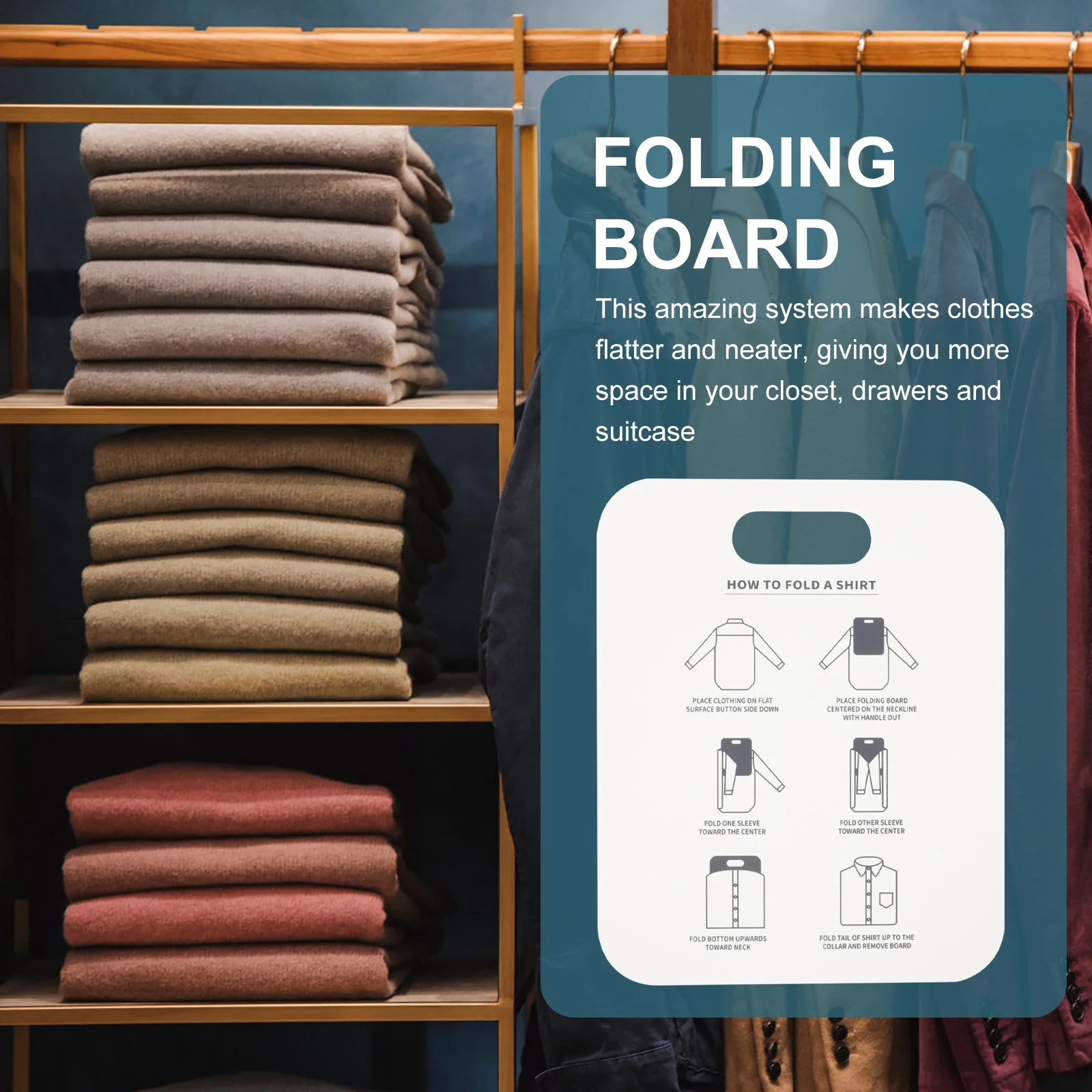 

2pcs Shirt Folding Board Pp Material Space-Saving Clothes Organizer For T-Shirts Shirts Long Sleeve Laundry Storage Travel
