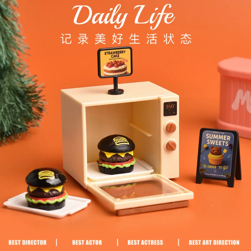 YQT برغر شريحة لحم سوداء صغيرة الإبداعية الغذاء مسرح الديكور مشهد مصغر لتقوم بها بنفسك مجوهرات الراتنج الملحقات #3