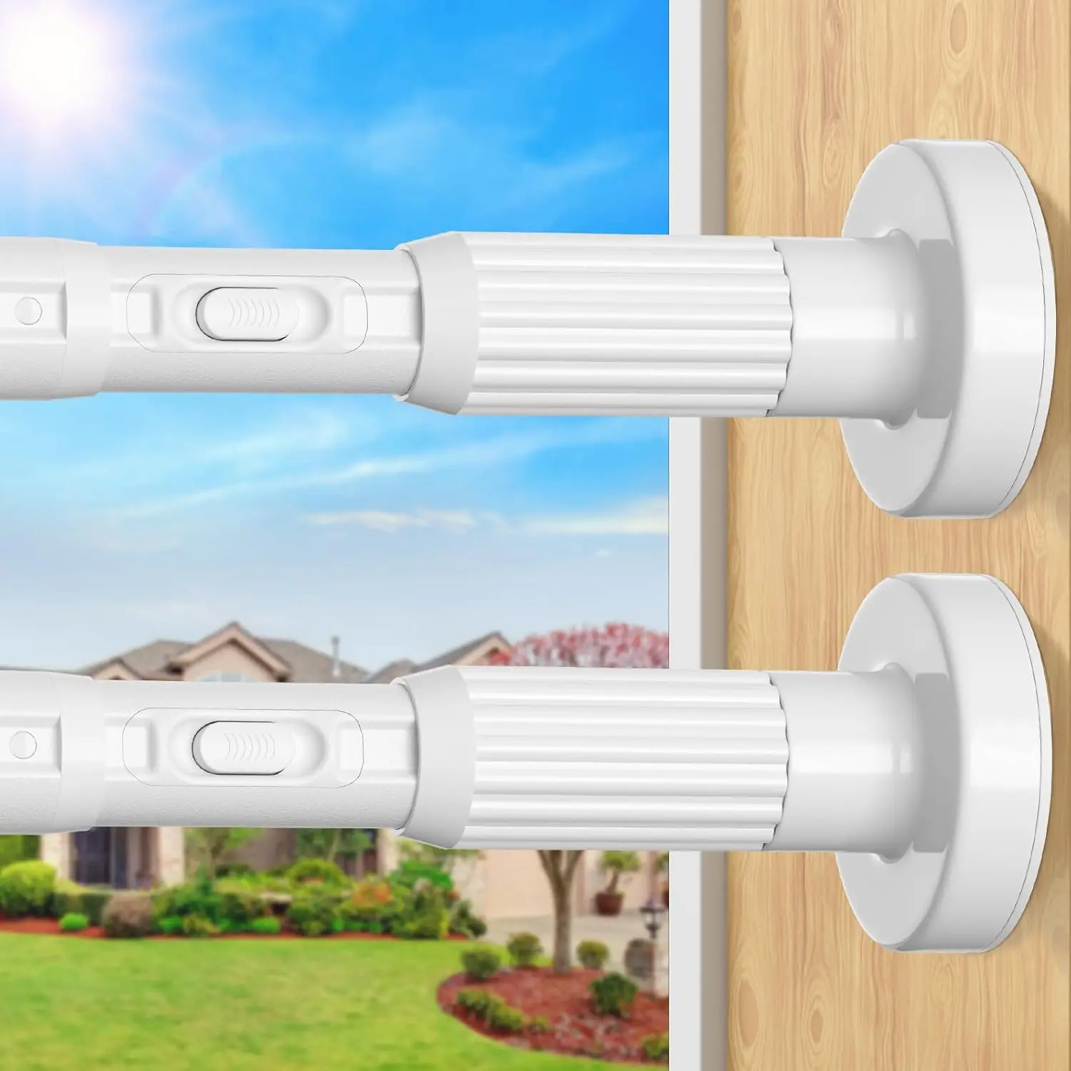 

2 Pack Telescopic Tension Curtain Rod, No Drilling Easy Install for Shower Window Patio, 41-146 Inch Adjustable