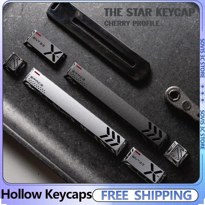 

Original Hollow Metal Keycaps Aluminum Alloy CNC Personalized Cherry Profile Keycaps 3pcs Custom Key Caps MX Mechanical Keyboard