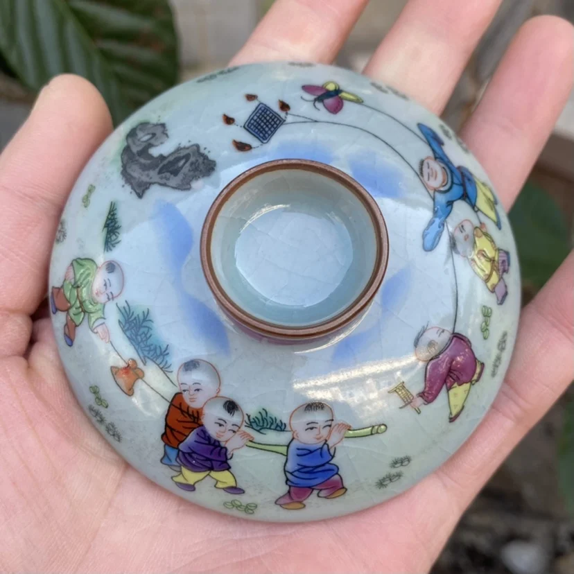 Handmade Jingdezhen Old Clay Gracked Glaze Supportable Snuff Bottles with Pictures inside Sancai Gaiwan Tea Cup Brewing Bowl
