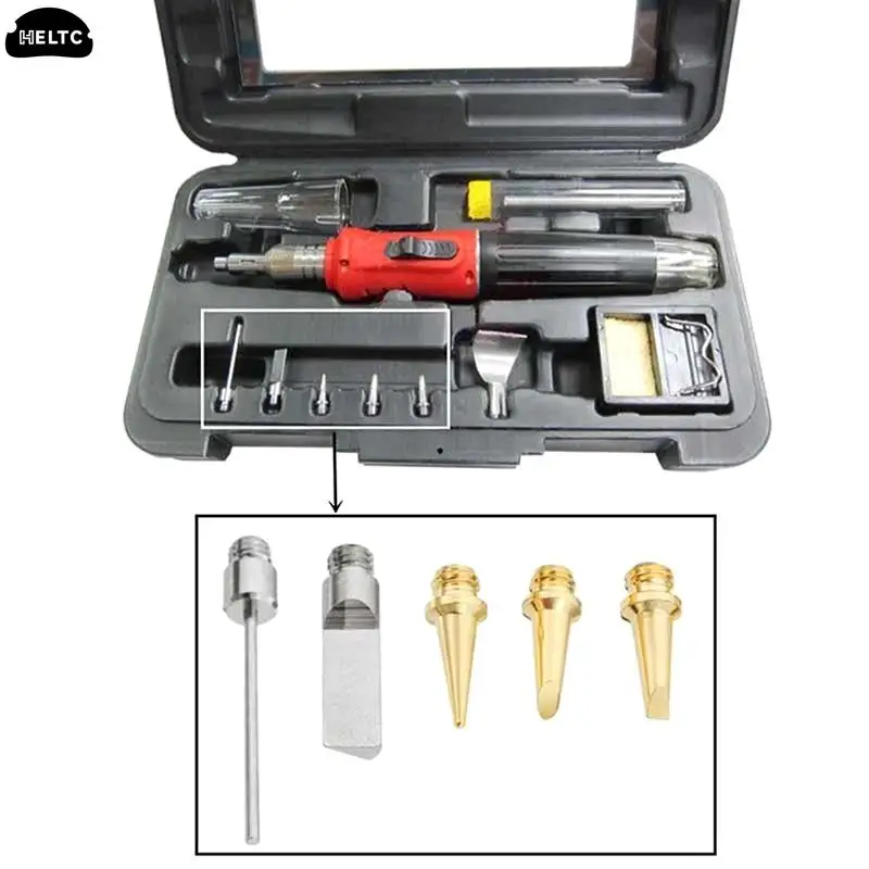 1/5pc HS-1115K Butane Gas Soldering Iron Kit Welding Kit Torch Pen Tool /1Pc Copper+Iron Gas Welding Kit Gas Soldering Iron Head