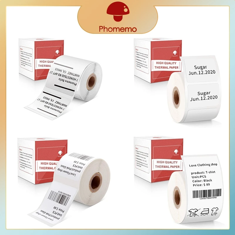 Phomemo Multi-Purpose Square Self-Adhesive Label for Phomemo M110/M200 Label Printer Width 20-50mm Labels/Roll