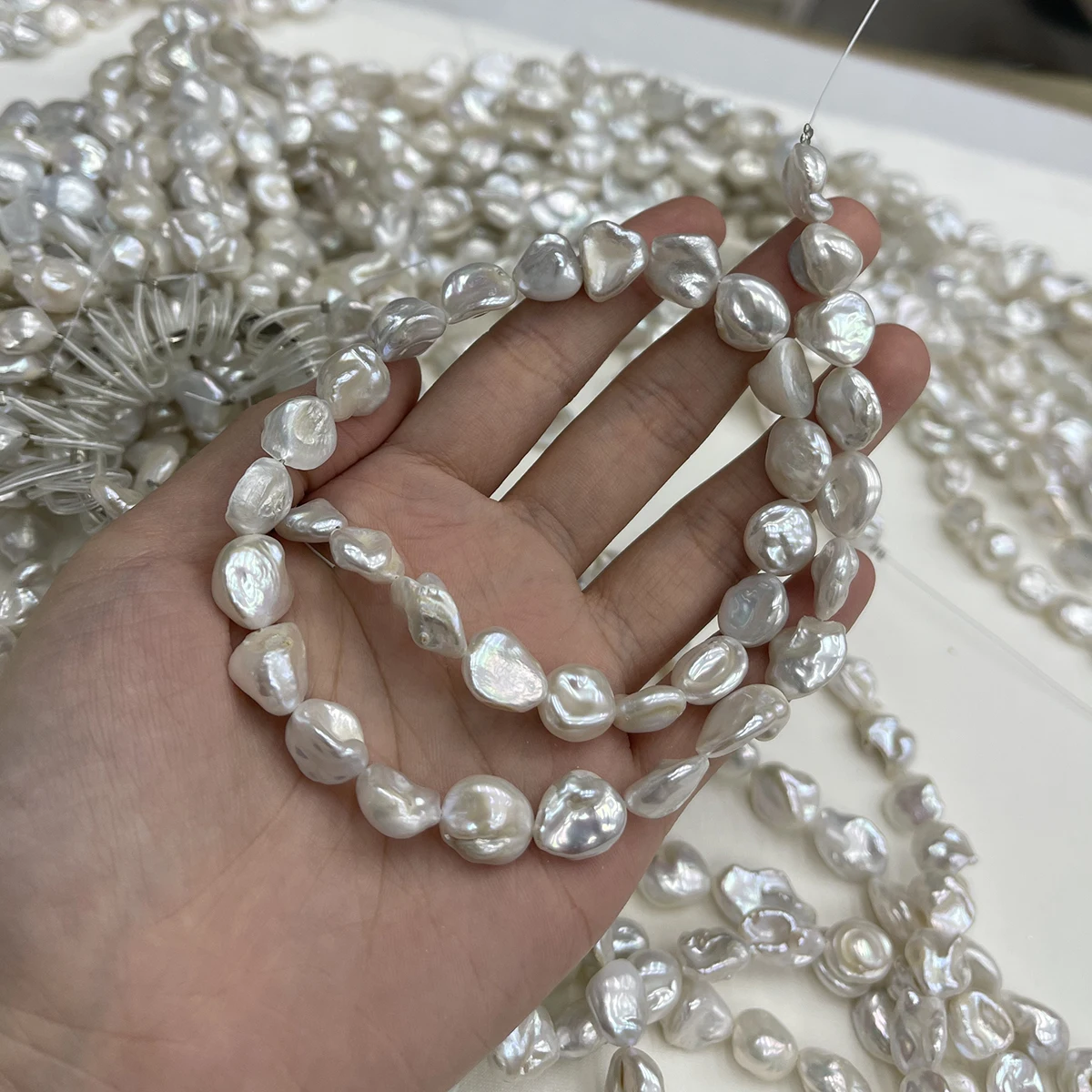DIY-Kiesperlen, natürliche Süßwasser-Weißperlen für die Schmuckherstellung, DIY-Halsketten, Armbänder, Ketten, Ohrringe, Accessoires – Detail 2