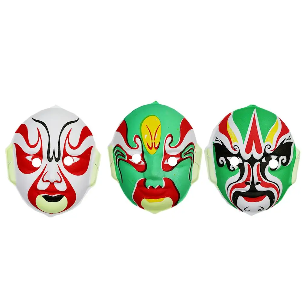 3 Pcs Peking Opera Mask The Props Cosplay Boys Party Halloween Chinese Style Child