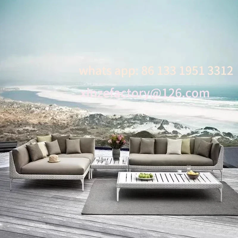 

Customizable Outdoor sofa rattan chair coffee table furniture woven bamboo art leisure courtyard balcony three-piece combination