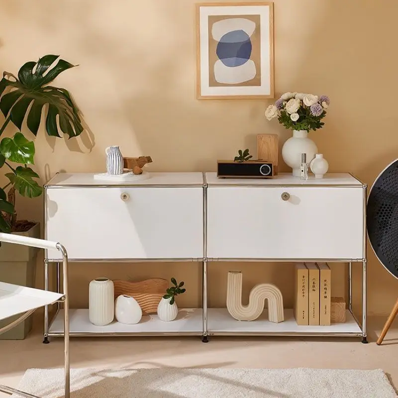 Modern Living Room Cabinet Modular Sideboard Storage Cabinets Combination TV Stand for Customizable Steel Frame Wood Furniture