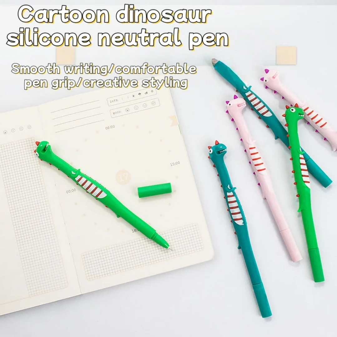 

Милая гелевая ручка в форме мультяшного динозавра, 0,5 мм, черные чернила, мягкая резиновая ручка Kawaii, канцелярские товары для студентов, подарок для офиса