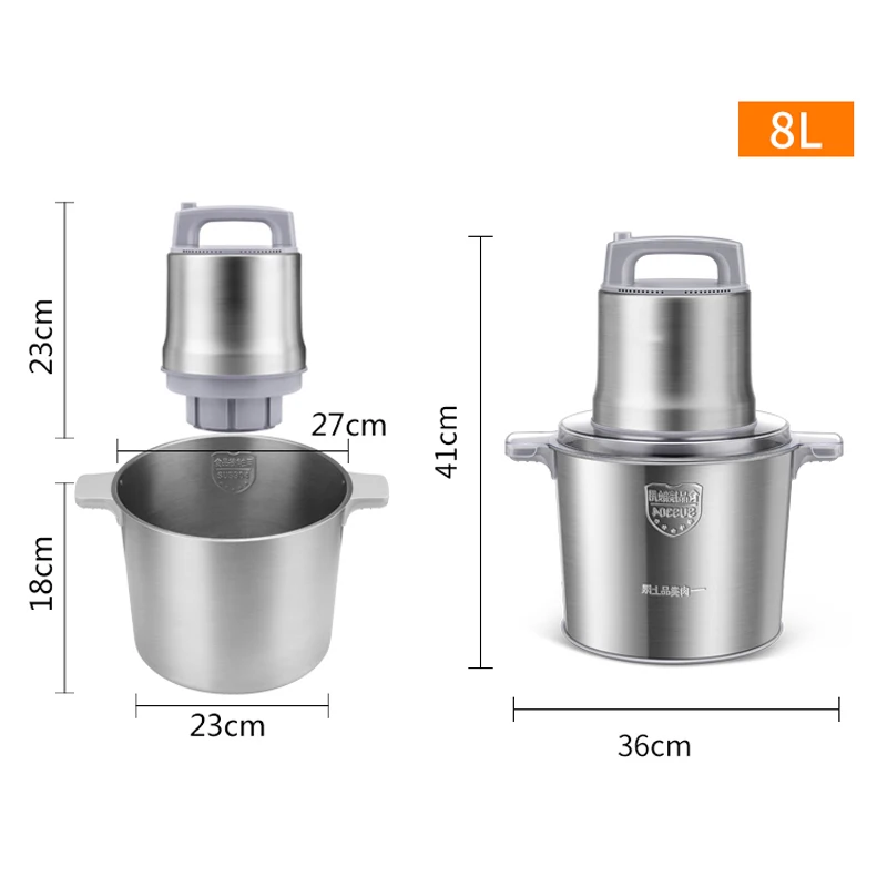 Máquina moedor de carne elétrica comercial, aço inoxidável, recheio, moagem, alimentos, legumes, 16L, 20L disponível