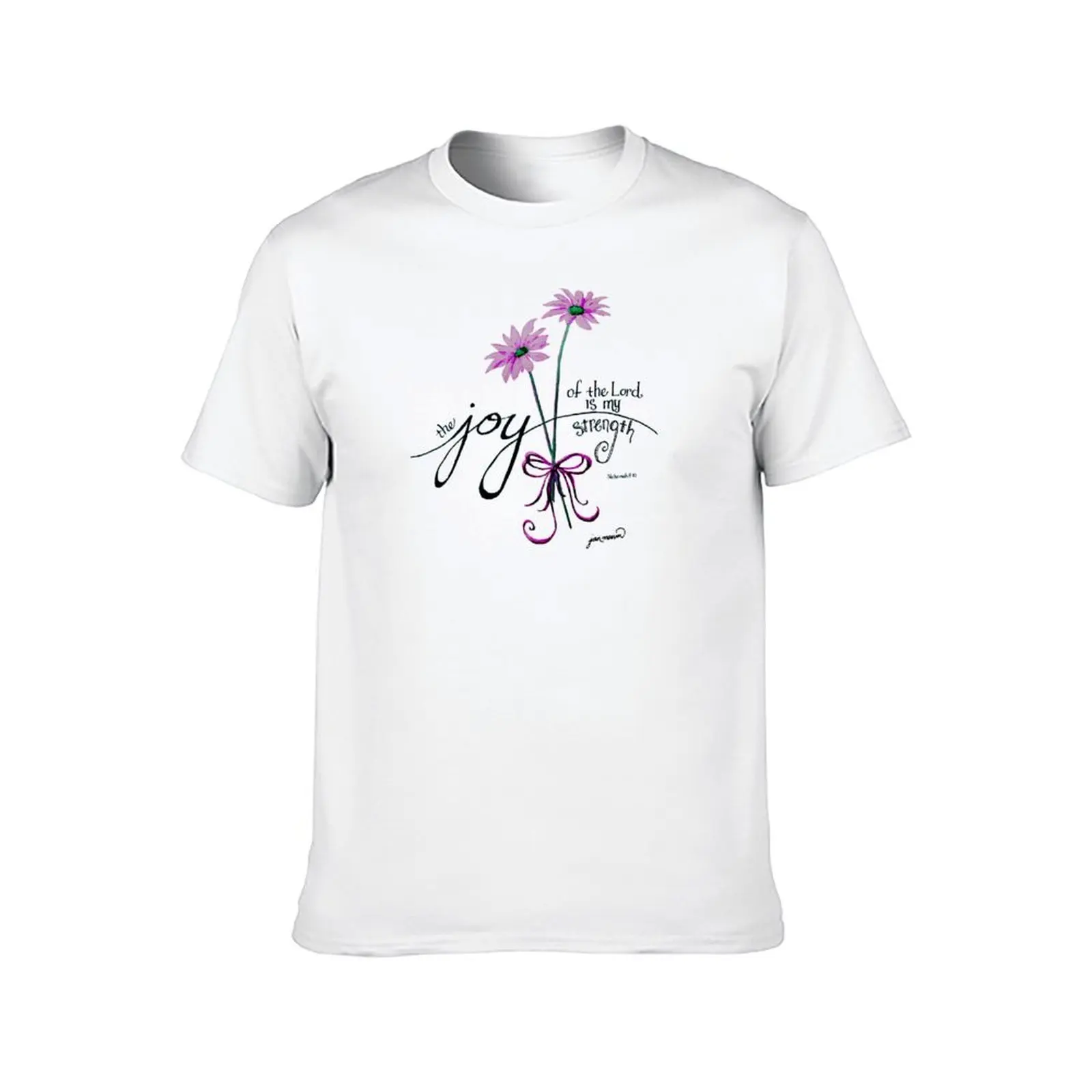 تي شيرت The Joy of the Lord is my Strength (وردي) تي شيرت رجالي برسومات الرسوم المتحركة تي شيرت #2