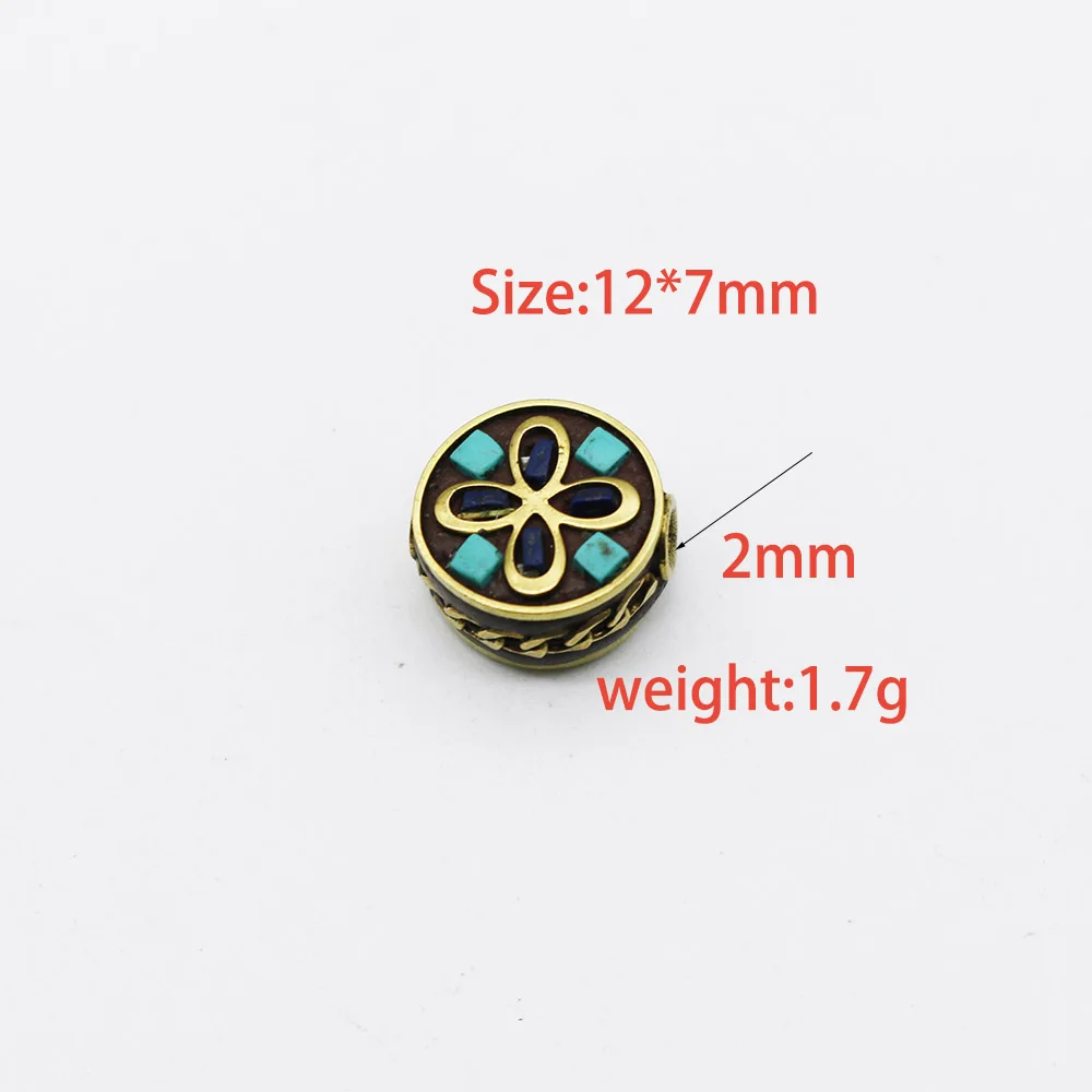 5-Pack Nepal Retro Four-leaf Clover Spacer Beads Tibetan Ethnic Style Embedded Copper Beads DIY Bracelet Jewelry Accessories