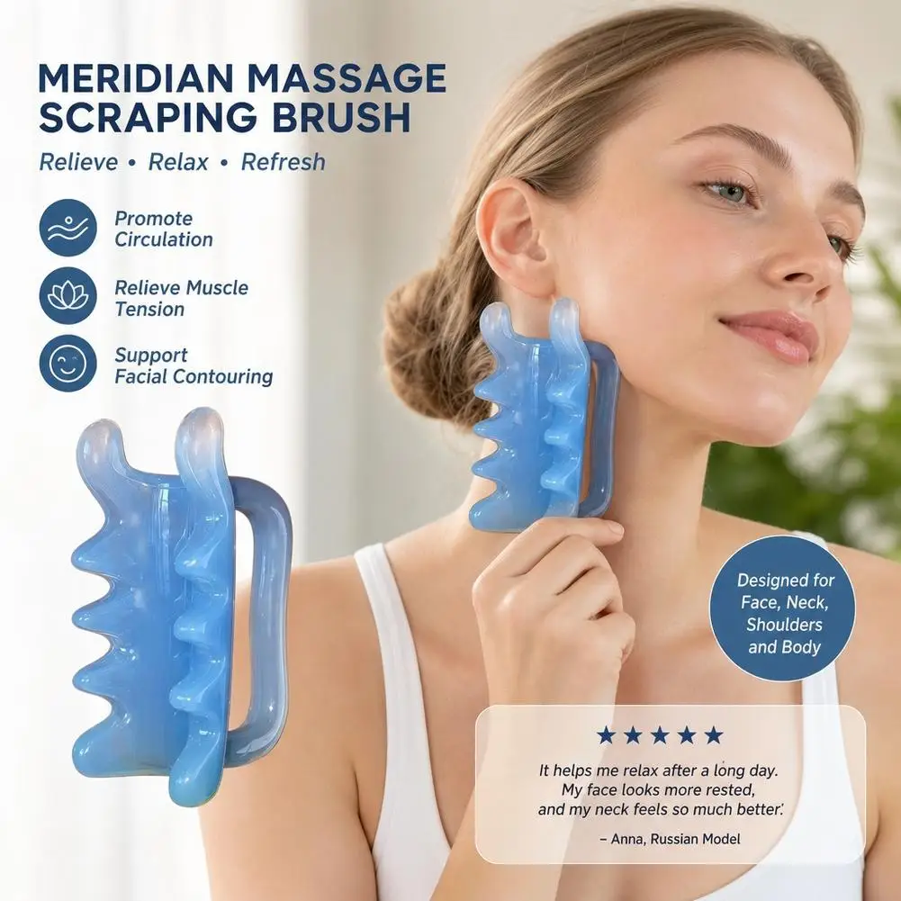 1 pièce Peigne de massage en résine à double action pour le dos, la taille, les épaules et le cou, outil Gua Sha pour le drainage des méridiens et la relaxation corporelle