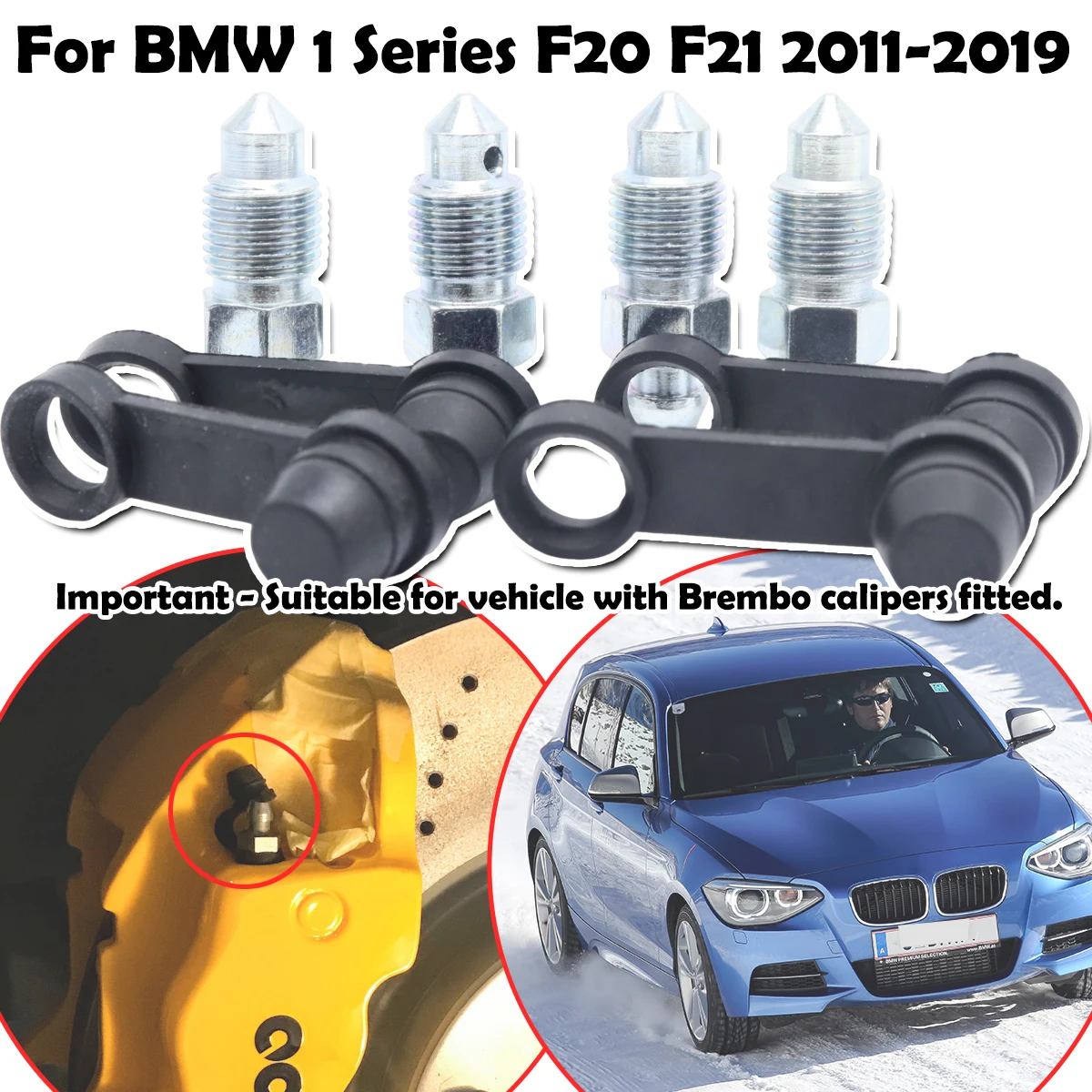 

For BMW 1 F20 F21 2011 2012 - 2019 Car Rear Bleeder Valves and Rubber Dust Caps Left Right Caliper Bleed Nipple Screw Repair Kit