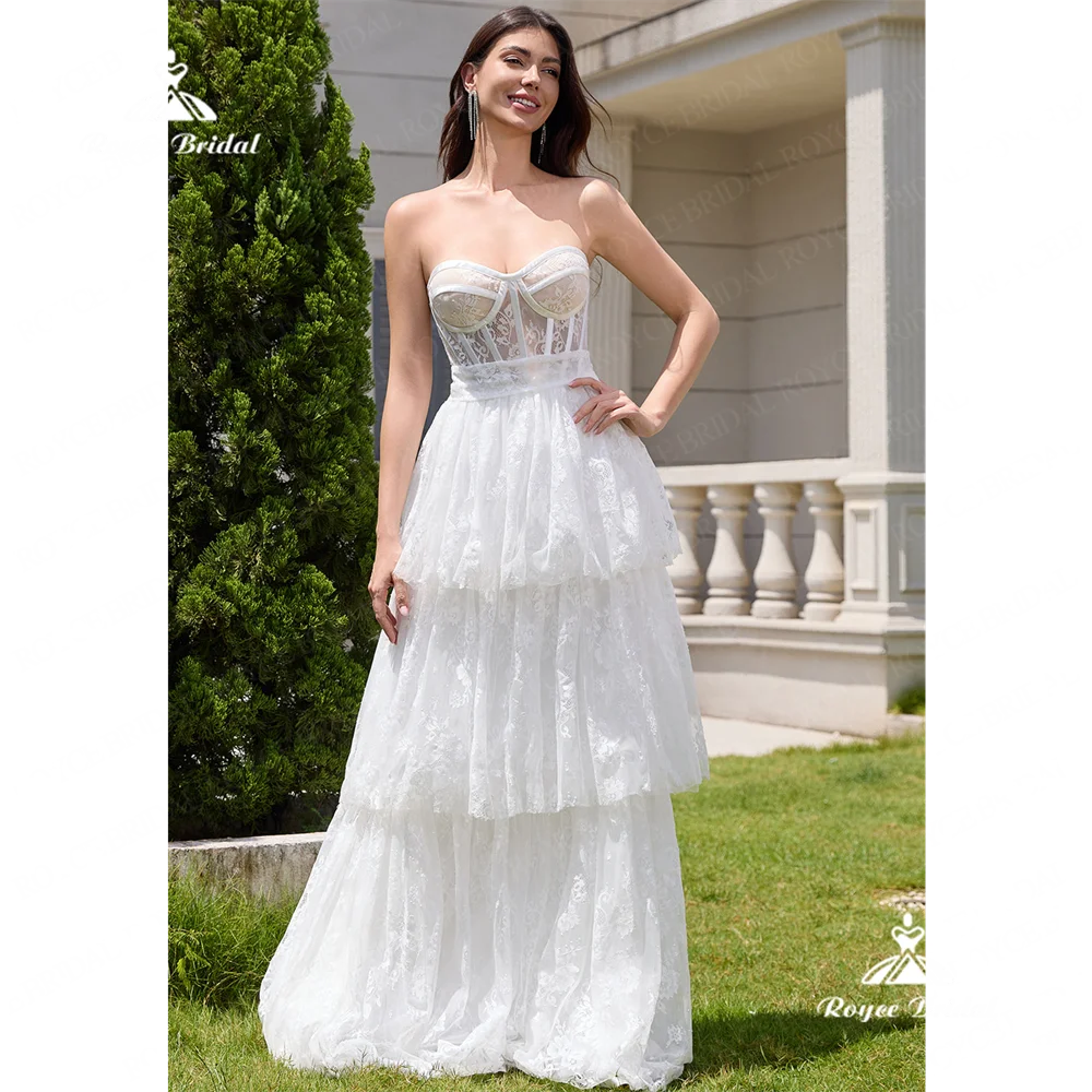 Роскошное Свадебное платье без бретелек Roycebridal 2025 кружевное свадебное платье со шлейфом платье для вечеринки לותתתתתففراراراراراراراراراراراراراراراblanc blanc