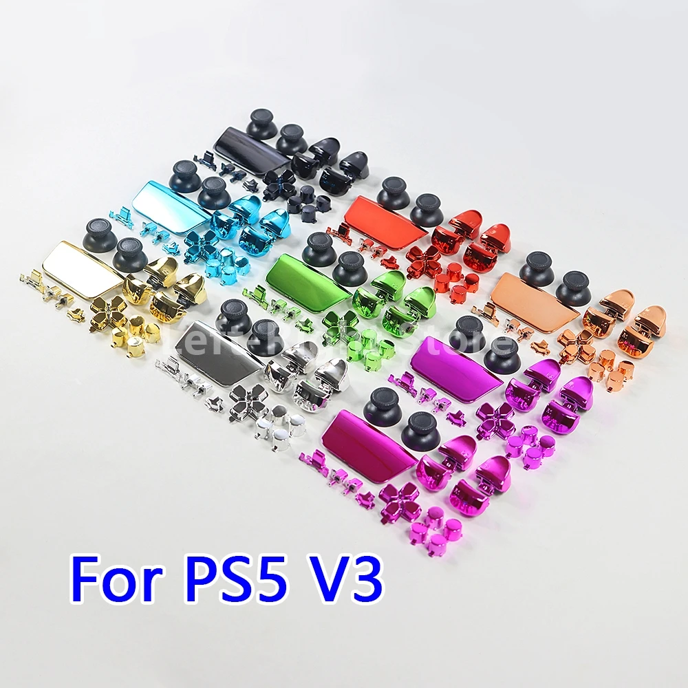 

15sets Full Set Chrome Plating Buttons For Playstation 5 3.0 Thumb Sticks Joystick Cap L1 R1 L2 R2 D-pad For PS5 V3 Controller