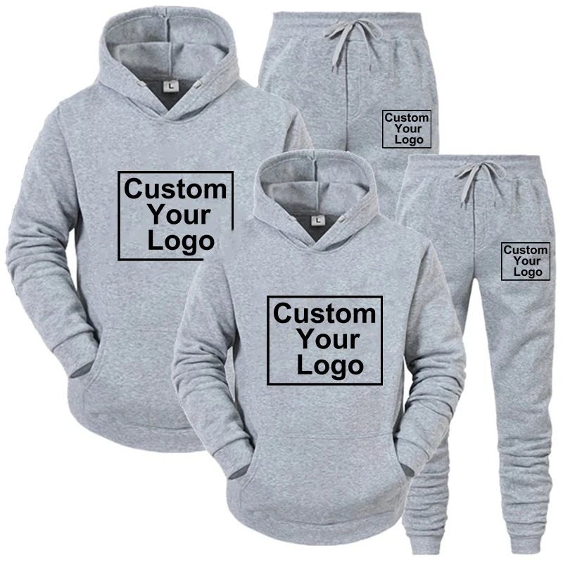 Customized logo for men and women ashionable printed sports hoodie long pants jogging set sportswear couple set plus size S-4XL