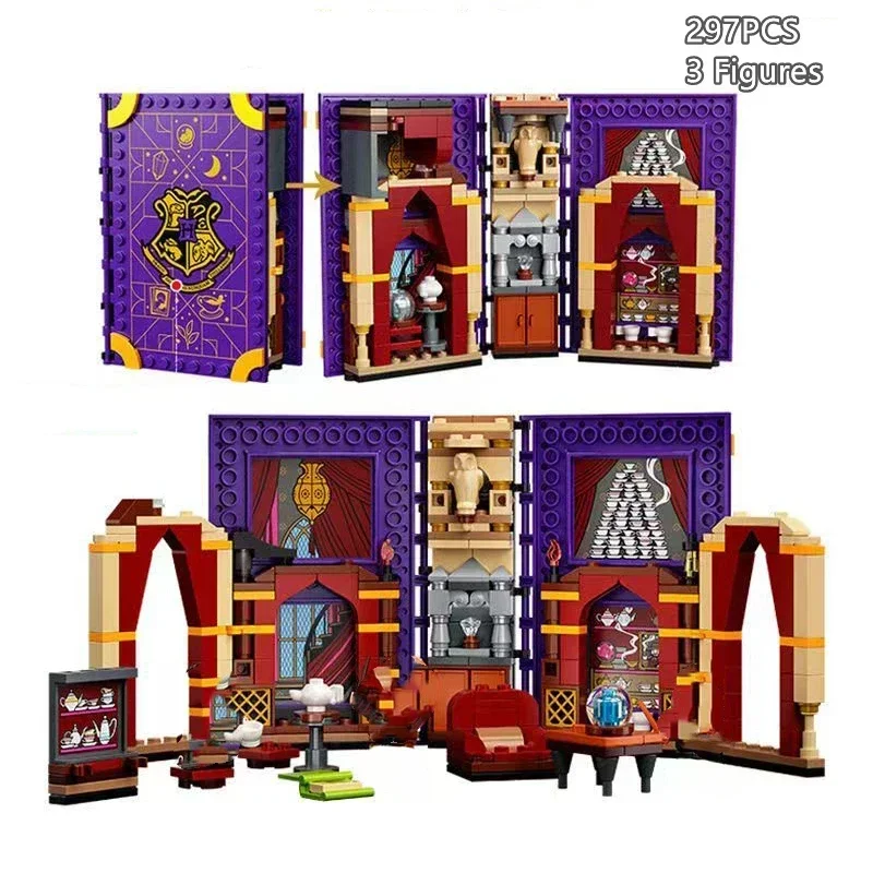 Décennie s de construction de livres magiques pour enfants, breloques de potions, classe herbologique, nettoyage des écritures, magiciens, jouets Moment, kit de cadeaux, briques