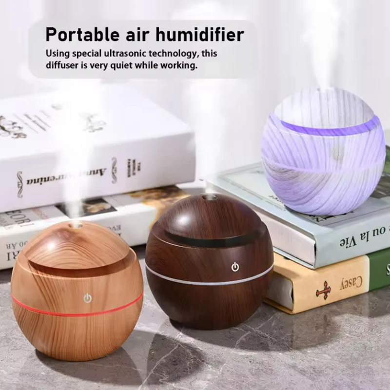 

Мини-USB ультразвуковой прохладный распылитель тумана, увлажнитель воздуха, диффузор эфирного масла, электрический очиститель аромата с древесным зерном для дома