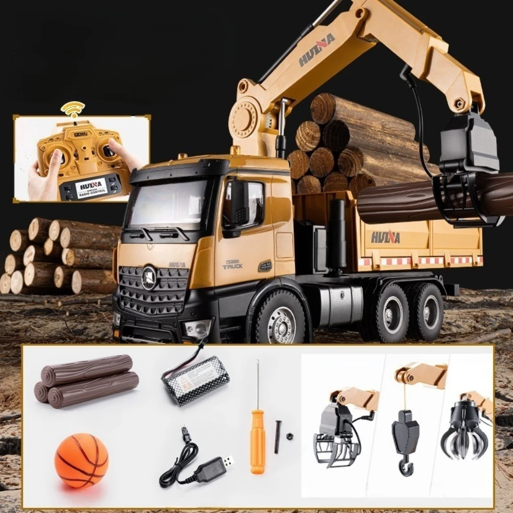 HUINA 1/14 575 Remote Control Vehicle Engineering Vehicle Large Wood Grabbing Dump Truck Children Boy Toy Gift Model