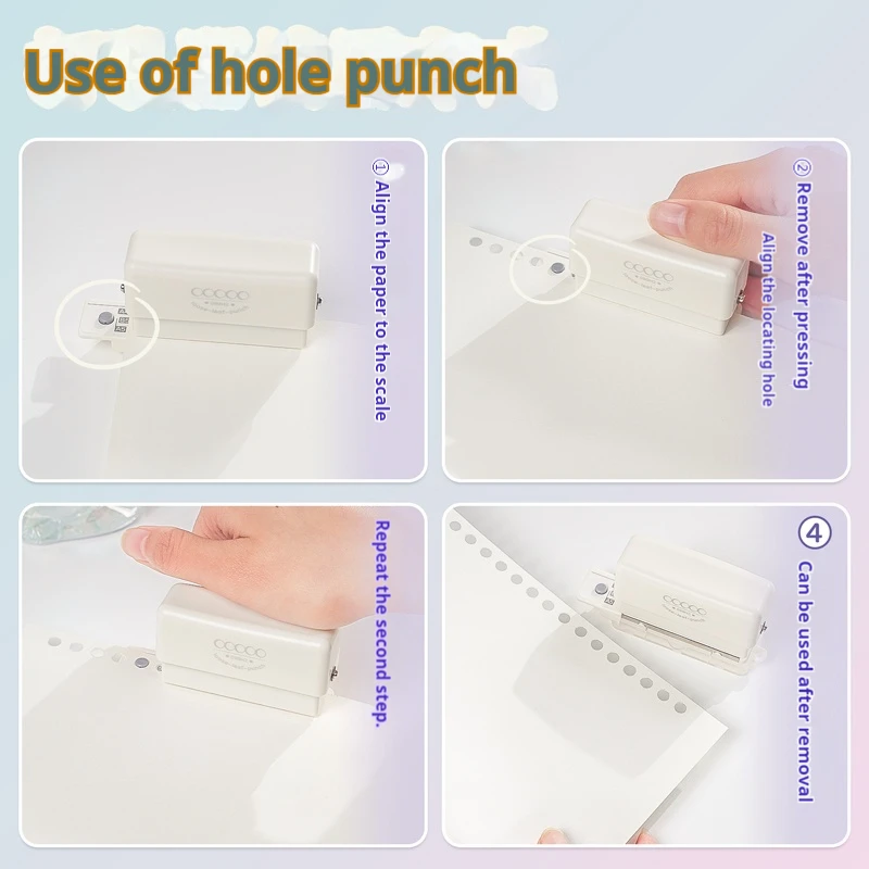 5-Hole Paper Punch Handheld Mini Puncher Portable Support Multiple 20/26/30 Hole Punching 5.5mm Aperture For A4 A5 B5 Notebook