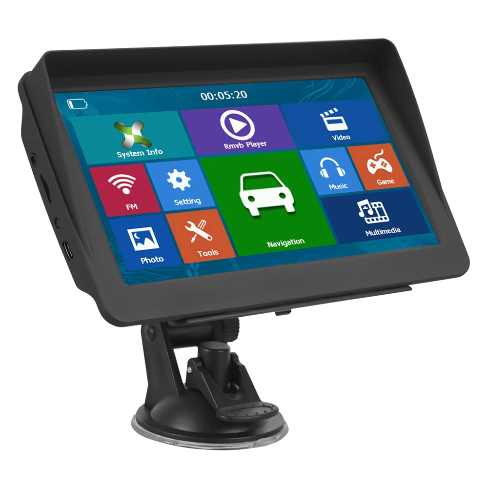 Podofo 7-Zoll-Autoradio mit 8 GB Speicher, Multimedia-Player, 3D-GPS-Navigation, ausfahrbarem Bildschirm, integriertem DDR256M/800MHz-Speicher, Unterstützung für TF/MMC-Karten, tragbarer Auto-Monitor,