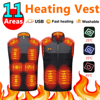 11 Areas Heated Vest Winter Heated Vest For Men For USB Electric Heated Jackets Outdoor Camping Jacket Self Heating Vest