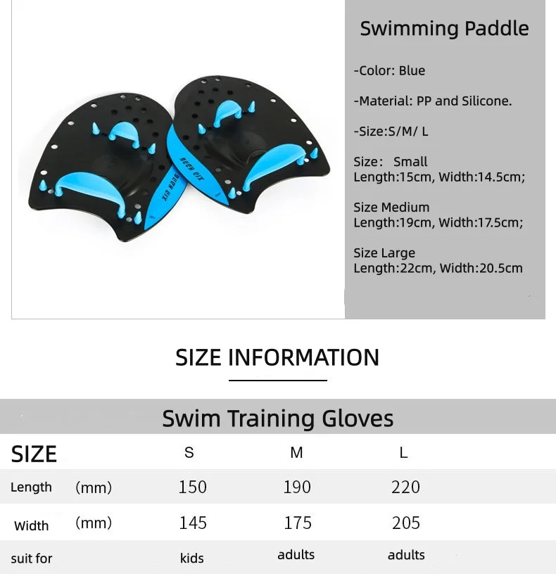 مجاذيف السباحة الاحترافية، أشرطة قابلة للتعديل، مجداف يدوي قوي للتدريب على السباحة للبالغين والمراهقين والرجال والنساء