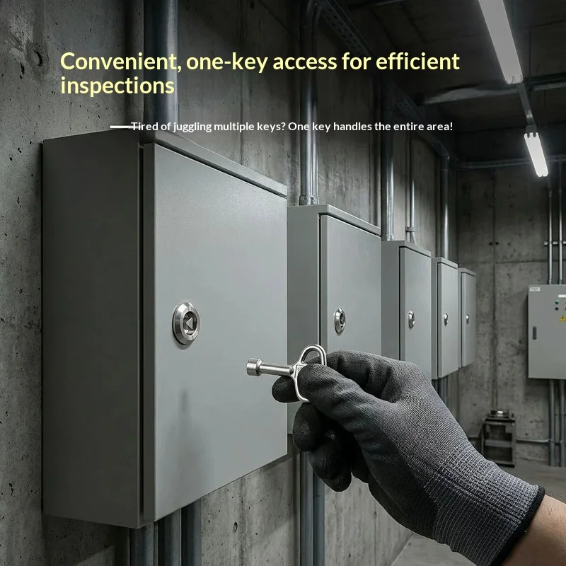 1PCS Universal Stainless Steel Electric Cabinet Lock MS705 Triangle Key Linear Cylinder Lock For Distribution Box Door