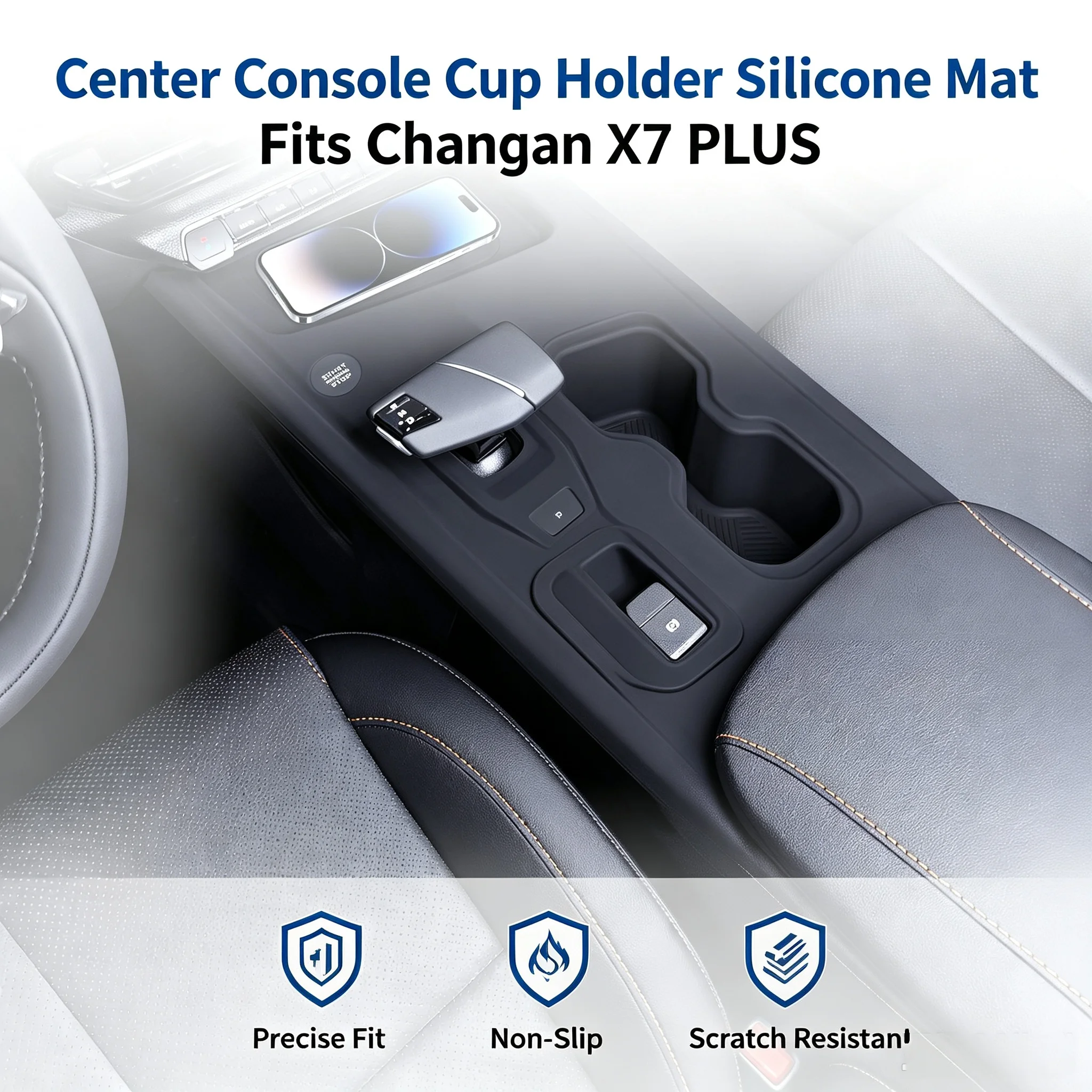 Custom Fit Silicone Cup Holder Mat For Changan X7 PLUS Anti-Slip Center Console Drink Pad Interior Accessories