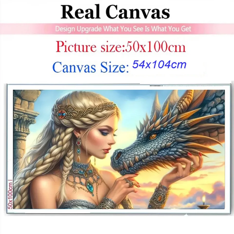 New Diy Dragon and Mysterious Goddess Diamond Painting Large Size Fantasy Woman Full Mosaic Diamond Embroidery Home Decor Gift