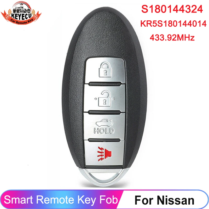 KEYECU 4 Buttons S180144324 For Nissan Maxima Altima Teana 2016 2017 2018 KR5S180144014 Smart Key Remote Fob 433.92MHz 4A Chip