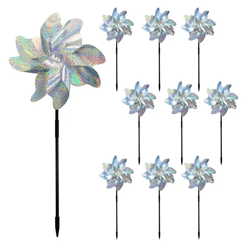 

A74E-Windmill,Outdoor Bird Deterrent Silver Dot Reflective Bird Repellent Pinwheel, For Yard, Balcony Garden