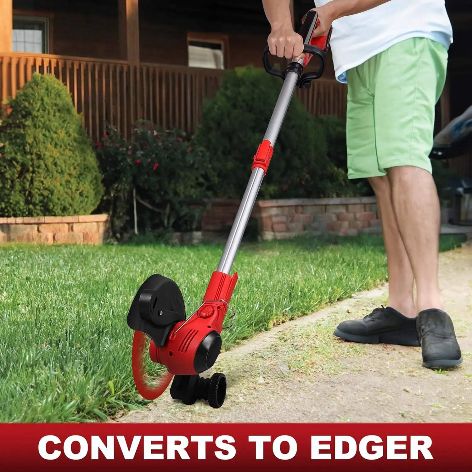 Cordless Weed Wacker & Edger & Lawn Mower with Two 4.0Ah Batteries Weed Wacker Battery Operated