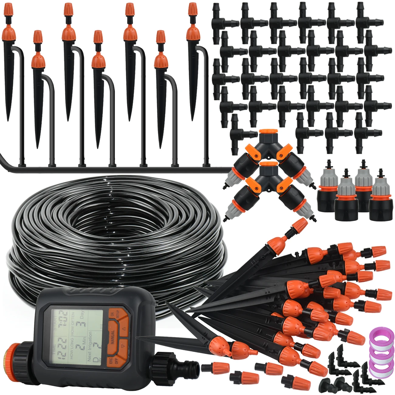 5M-10M Tropfbewässerungssystem für Garten, Sprinkler-Bewässerungssystem, 1/4 Zoll verstellbares Sprinkler-Set für Gewächshaus, Rasen, Hochbeet