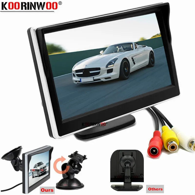 Koorinwoo 5 Inch Car Monitor TFT LCD Digital Display Screen Car Rear View Monitor Mirror Support VCD DVD Parking Camera System