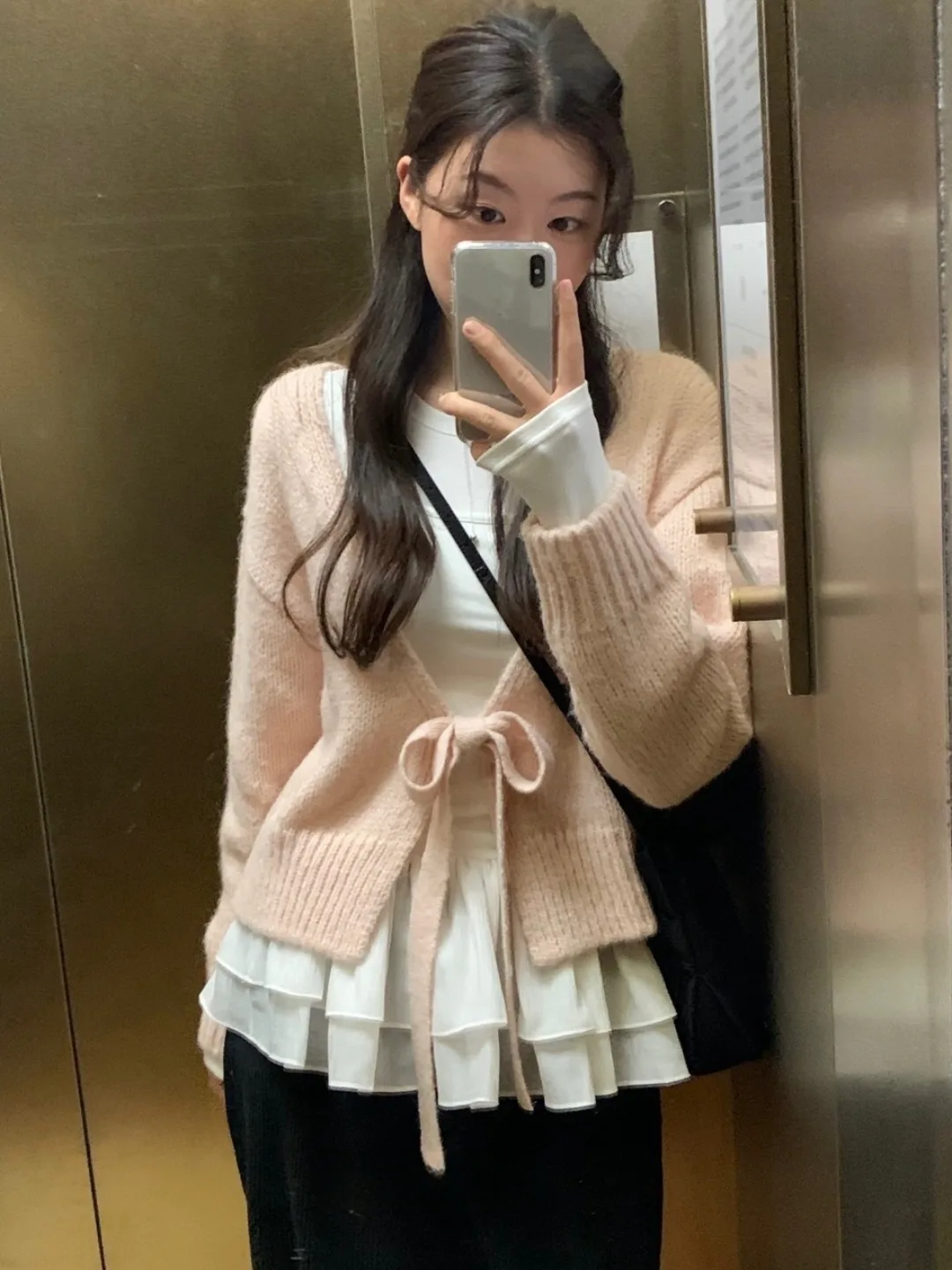 Set Dua Potong Kaos Putih Panjang dan Rok Kue Musim Semi Awal Gaya Korea Streetwear Wanita Musim Semi Gugur Faion