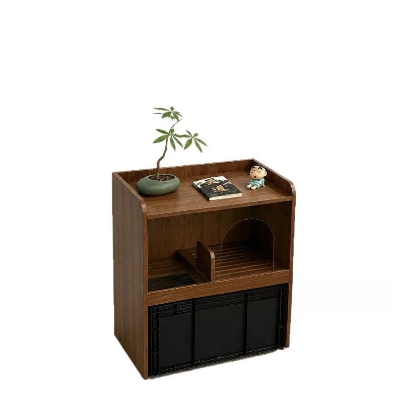 Solid wood cat litter cabinet Double-layer cat toilet Semi-closed removable pet cabinet